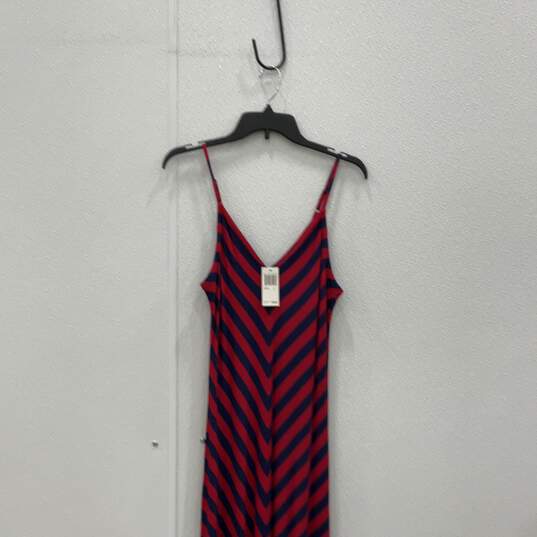 NWT Chelsea & Theodore Womens Red Blue Striped Sleeveless Maxi Dress Size L image number 2