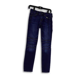 Womens Blue Denim Medium Wash Pockets Stretch Skinny Leg Jeans Size 25