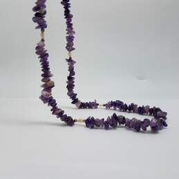 Sterling Silver Amethyst Nuggets FW Pearl Endless 31 Inch Necklace 90.0g alternative image