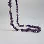 Sterling Silver Amethyst Nuggets FW Pearl Endless 31 Inch Necklace 90.0g image number 2