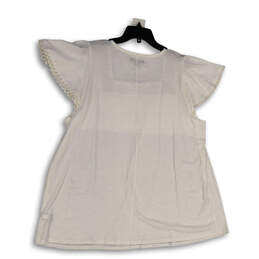 NWT Womens White Short Sleeve Square Neck Pullover Blouse Top Size 22/24 alternative image