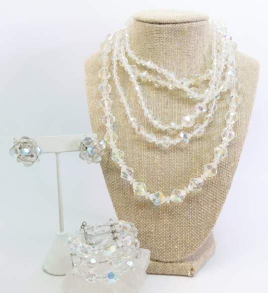 Vintage Icy Aurora Borealis Necklaces Bracelet & Earrings 208.3g image number 1
