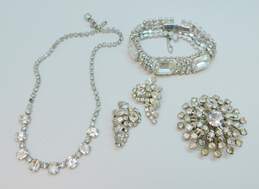 Vintage Icy Rhinestone Statement Bracelet Necklace Starburst Brooch & La Rel Earrings 80.1g alternative image