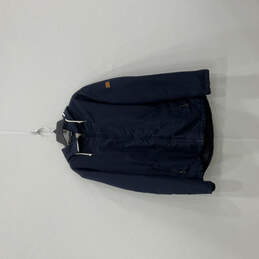 Mens Blue Long Sleeve Hooded Pocket Full-Zip Windbreaker Jacket Size Medium