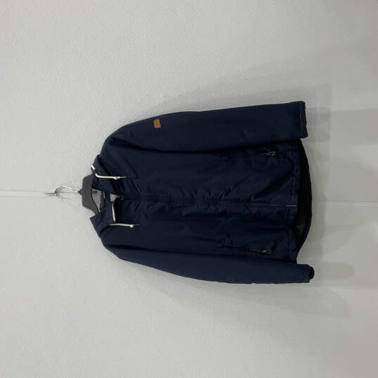 Mens Blue Long Sleeve Hooded Pocket Full-Zip Windbreaker Jacket Size Medium image number 1