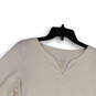 Womens White Split Neck 3/4 Sleeve Slit Pullover Blouse Top Size L Reg image number 3