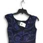 NWT Womens Navy Blue Sequin Round Neck Sleeveless Back Zip Bodycon Dress Size 2 image number 4