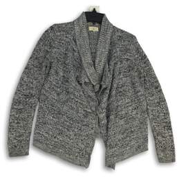 Womens Gray Long Sleeve Shawl Collar Open Drape Front Cardigan Sweater Size S