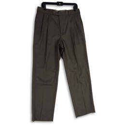 NWT Mens Gray Pleated Slash Pocket Straight Leg Dress Pants Size 33R
