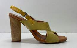 Latitude Femme Leather Slingback Yellow Heels 7