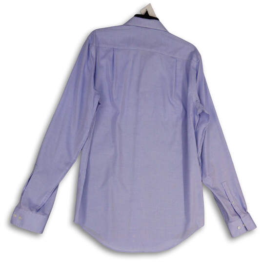 Mens Blue Check Infinite Non-Iron Slim Fit Stretch Dress Shirt Sz 16 36/37 image number 2