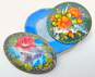 2 - VNTG Russian Hand Painted Lacquer Floral Brooches image number 1
