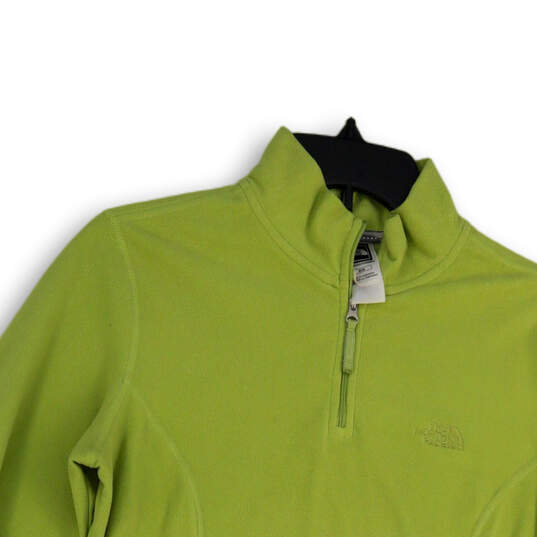 Womens Green 1/4 Zip Mock Neck Long Sleeve Fleece Jacket Size Medium