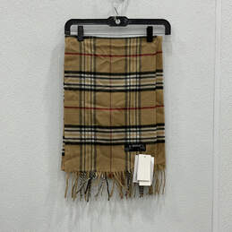 NWT Womens Brown Plaid Fringe Multifunctional Rectangle Neck Scarf One Size