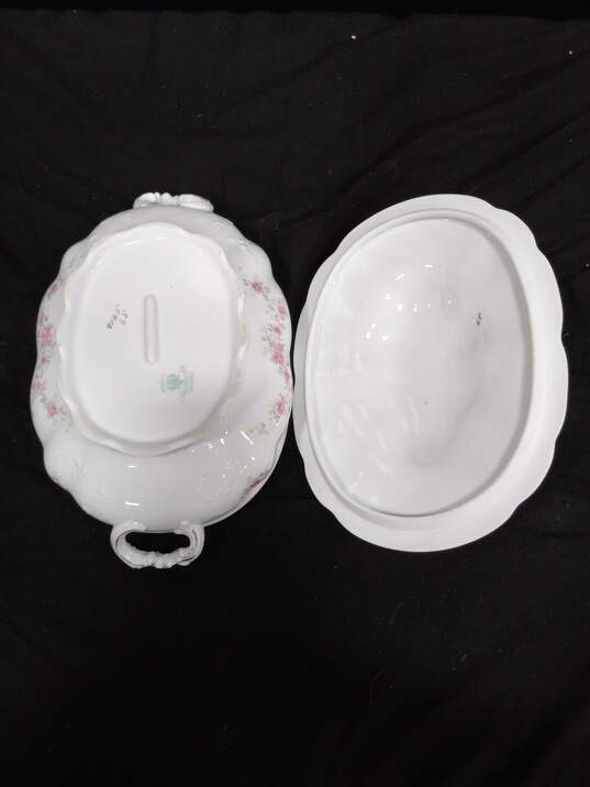 Vintage Hasburg Austria Porcelain Hand Painted Oval Covered Serving Dish image number 3