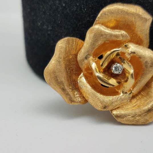 13k Gold Diamond Rose Brooch 9.4g image number 2