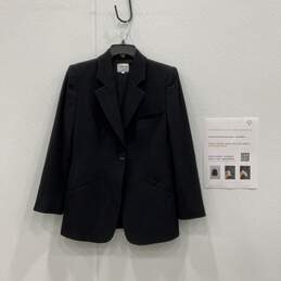 Armani Collezioni Womens Black Notch Lapel One Button Blazer Size 6 With COA