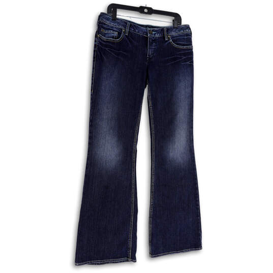 Womens Blue Denim Medium Wash Pockets Stretch Bootcut Leg Jeans Size 33 image number 1