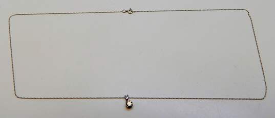 14K White Gold 0.28 CT Salt & Pepper Diamond Solitaire Pendant Necklace 0.8g image number 2