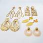 Unique Design Statement Gold Tone Fashion Clip and Pin Earrings Bundle image number 1