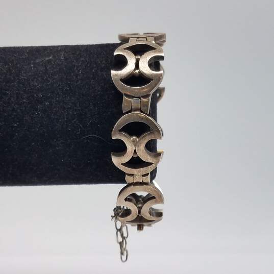 Sterling Mexico Open Work Designer Inspired 7" Bracelet w/Safety Chain 40.8g image number 2