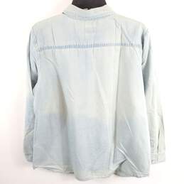 Chico's Women Blue Sequin Button Up Shirt Sz 2 NWT alternative image