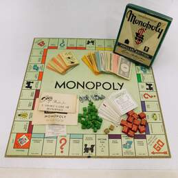 Vintage Monopoly  Board Game Parker Brothers Green Box 1952 W/ Board