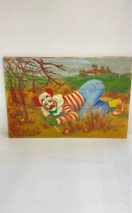 Original Art Pauma Valley Golfer Clown Vintage Oil on Canvas Signed Jane