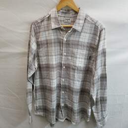 Hurley Men's Gray Plaid Cotton Portland Flannel Button Up Size M