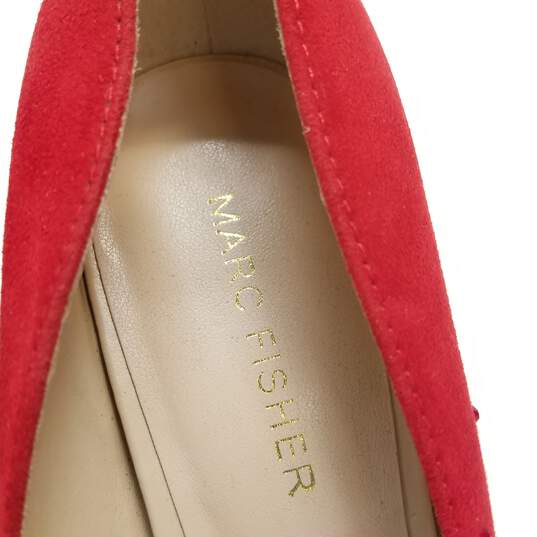 Marc Fisher Darrena Red Faux Suede Rhinestone Pump Heels Shoes Size 5.5 M image number 7