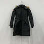 Womens Black Weather Gear Long Sleeve Front Button Hooded Parka Coat Size S image number 1