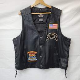 Harley Davidson Owners Group Silverdale WA Chapter Black Leather Vest Size XL alternative image