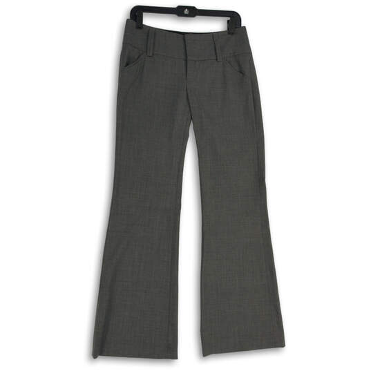 Womens Gray Flat Front Slash Pocket Bootcut Leg Dress Pants Size 4 image number 1