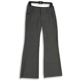 Womens Gray Flat Front Slash Pocket Bootcut Leg Dress Pants Size 4