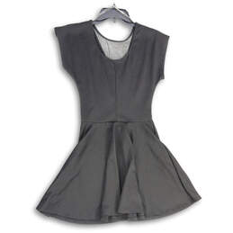 Womens Black Lace Trim Short Sleeve Crew Neck Fit & Flare Dress Size Large alternative image