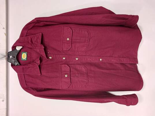 Men's Red Buttoned Long Sleeve Shirt Size XL image number 1