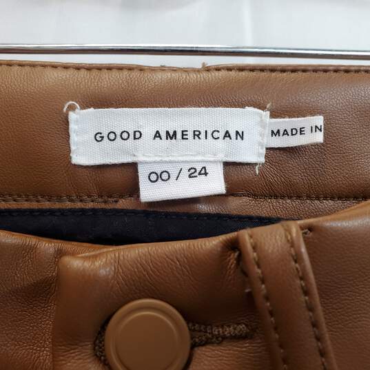 Good American Better Than Leather Good Icon Pants Burnt Caramel Size 00 image number 2