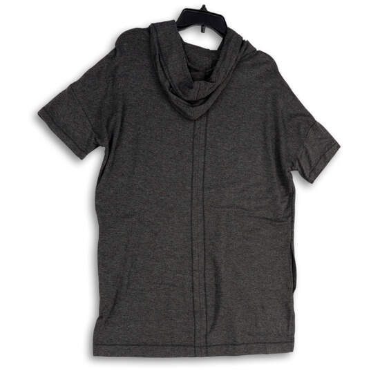 NWT Womens Gray Short Sleeve Pocket Drawstring Hooded Pullover T-Shirt Sz M image number 4