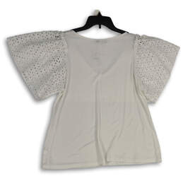 NWT Womens White Short Sleeve V-Neck Pullover Blouse Top Size 14/16 alternative image