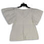 NWT Womens White Short Sleeve V-Neck Pullover Blouse Top Size 14/16 image number 2