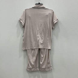 NWT Womens Pink Gray Striped Short Sleeve Two Piece Pajama Set Size Medium alternative image