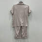 NWT Womens Pink Gray Striped Short Sleeve Two Piece Pajama Set Size Medium image number 2