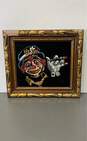 Mid Century Clown with Cigar on Velvet Screen Print Hand Painted by F. Z. Signed image number 1