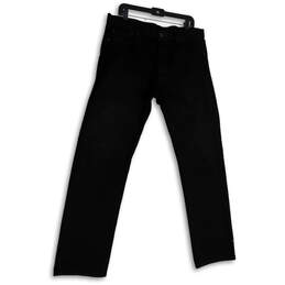 Mens Black 501 Dark Wash Stretch Pockets Straight Leg Jeans Size 36x34