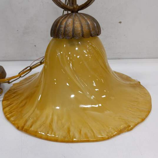 Vintage Yellow Glass Suspended Ceiling Light Fixture image number 3