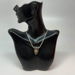 Designer Brighton Silver-Tone Faux Pearl Stone Reversible Pendant Necklace