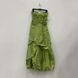 NWT Womens Hailey Logan Green Beaded Strapless Back Zip Maxi Dress Size 7/8