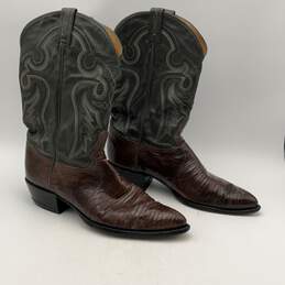 Tony Lama Mens Orange Brown Pointed Toe Cowboy Western Boots Size 6 alternative image