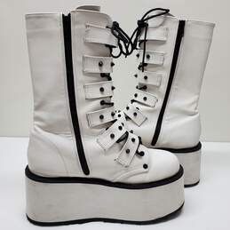Demonia Damned 225 Women's White Leather Goth Spike Platform Boot Sz 11