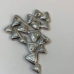 Designer Swarovski Silver-Tone Triangle Crystal Clear Brooch Pin alternative image